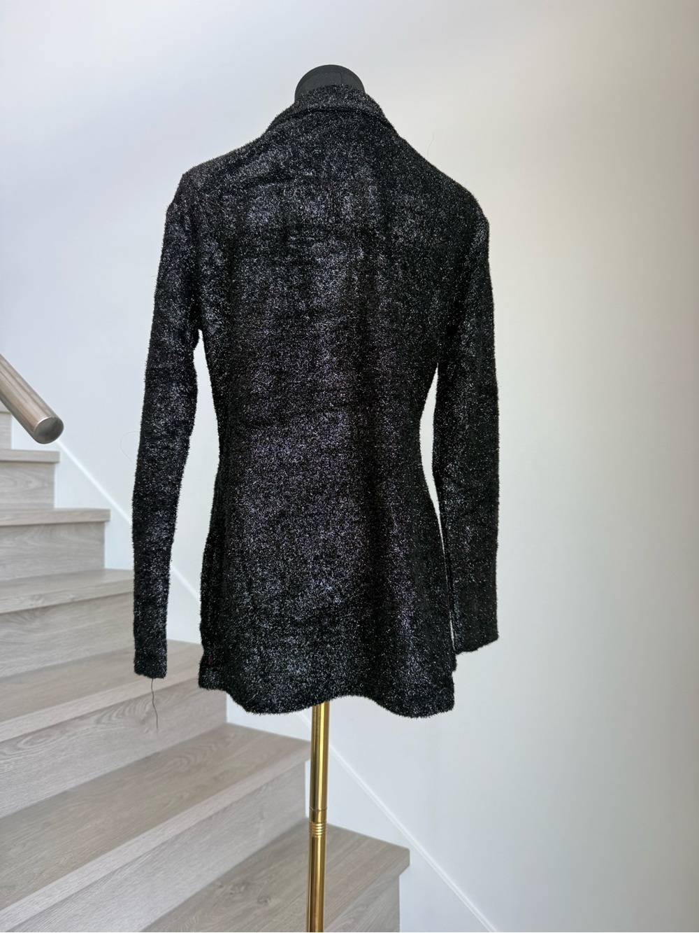 Black Women's Shimmery Button-Front Jacket - Picture 4 of 6